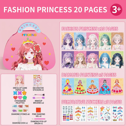 Special Diamond Painting & Princess Book Makeup Craft Kits Foil Art Books Set Play on Paper for Girl Handcraft Easter Gifts