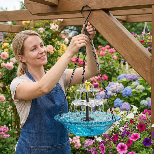 ✨2026 Spring Hot Sale 49% OFF🐦Solar Cascade Hanging Bird Bath Fountain