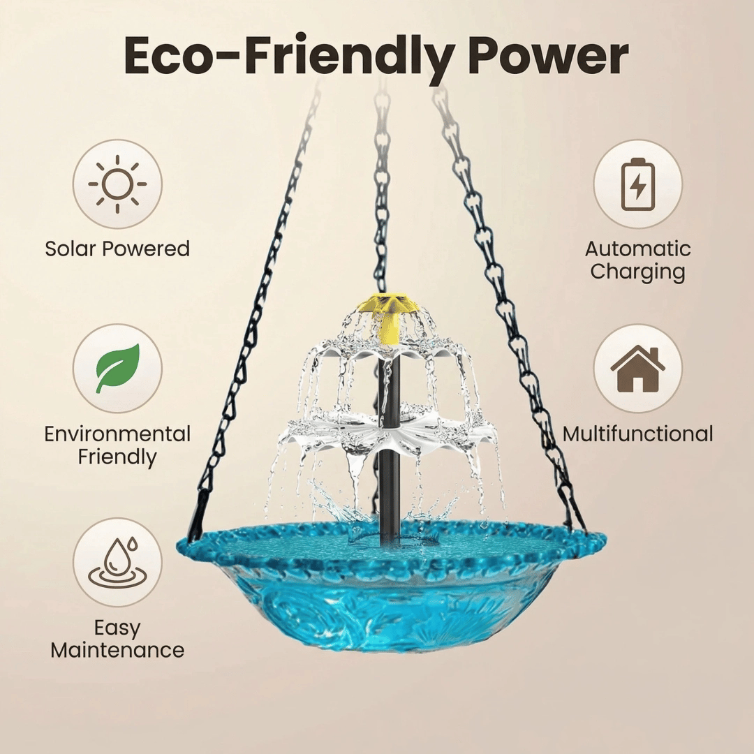 ✨2026 Spring Hot Sale 49% OFF🐦Solar Cascade Hanging Bird Bath Fountain