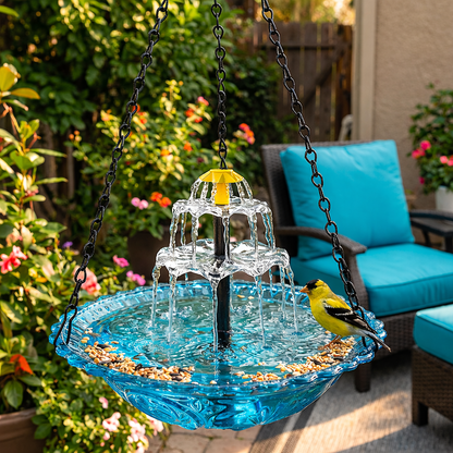 ✨2026 Spring Hot Sale 48% OFF🐦Solar Cascade Hanging Bird Bath Fountain